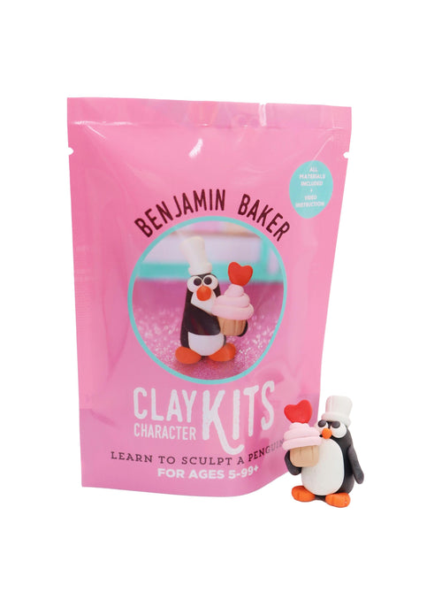 Benjamin Baker Clay Kits packaging with a penguin figure on a white background