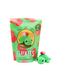 Green Clay Kits packaging with a turtle character and a small green turtle toy on a white background