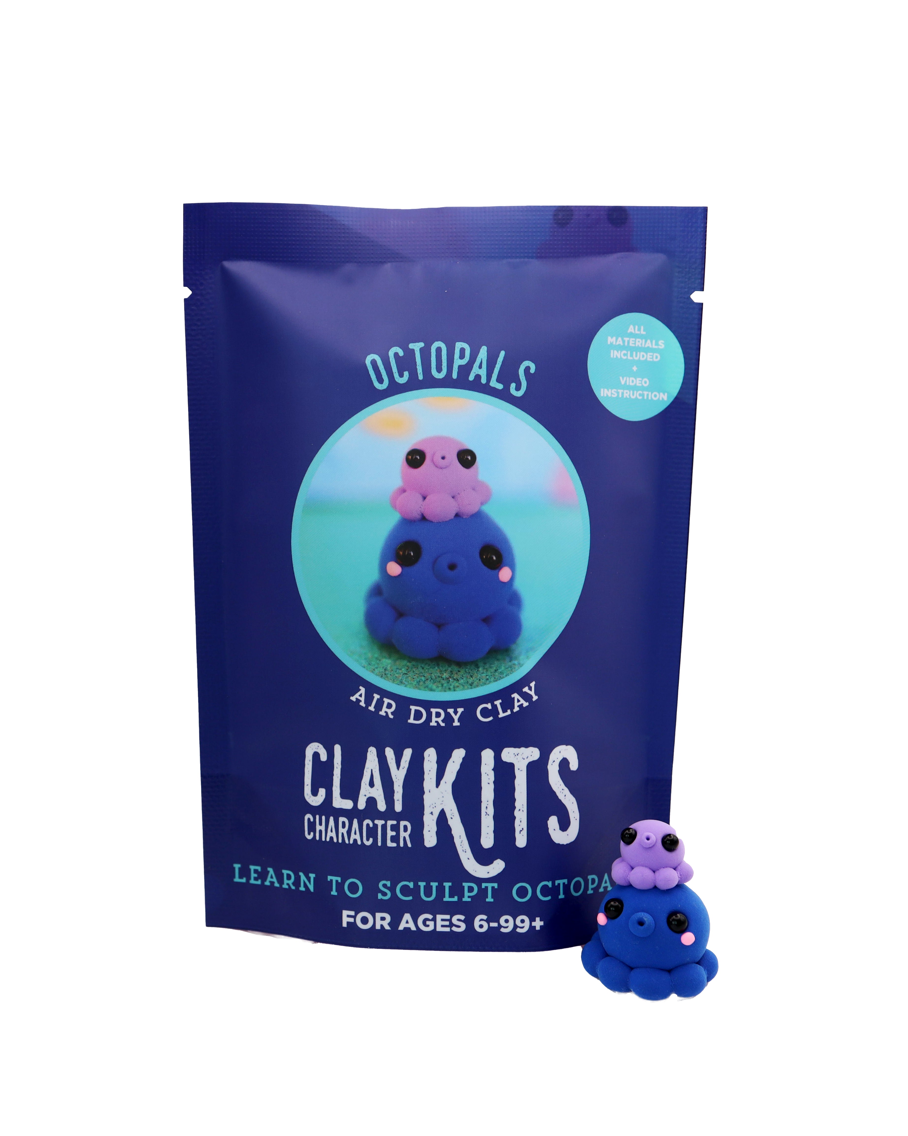 Octopals Clay Kits packaging with a small blue octopus figure on a white background